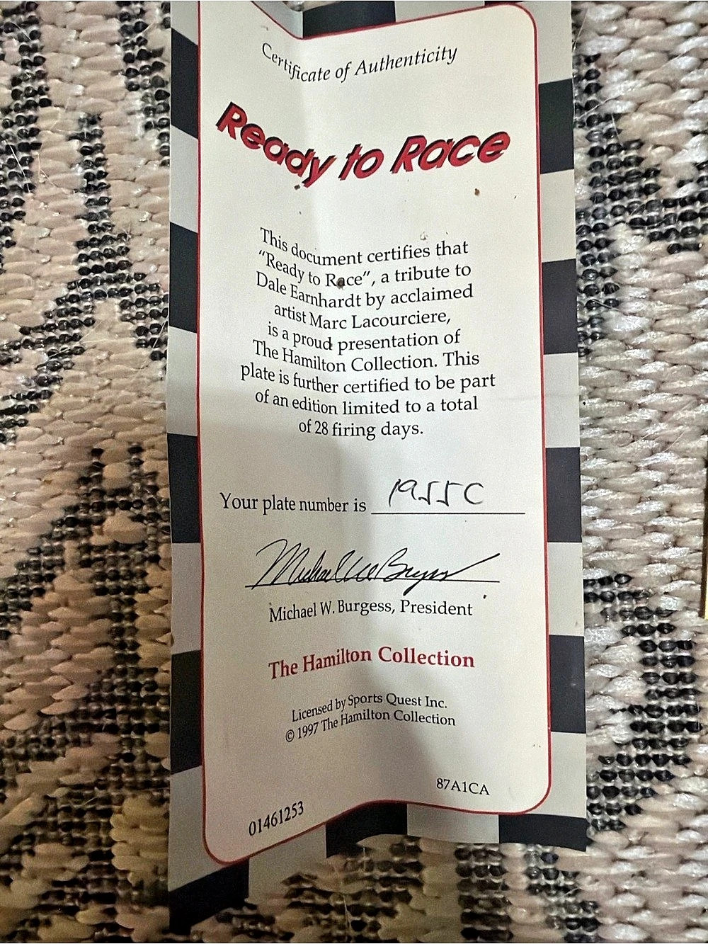 The Hamilton Collection Ready to Race Racing Certificate Decor